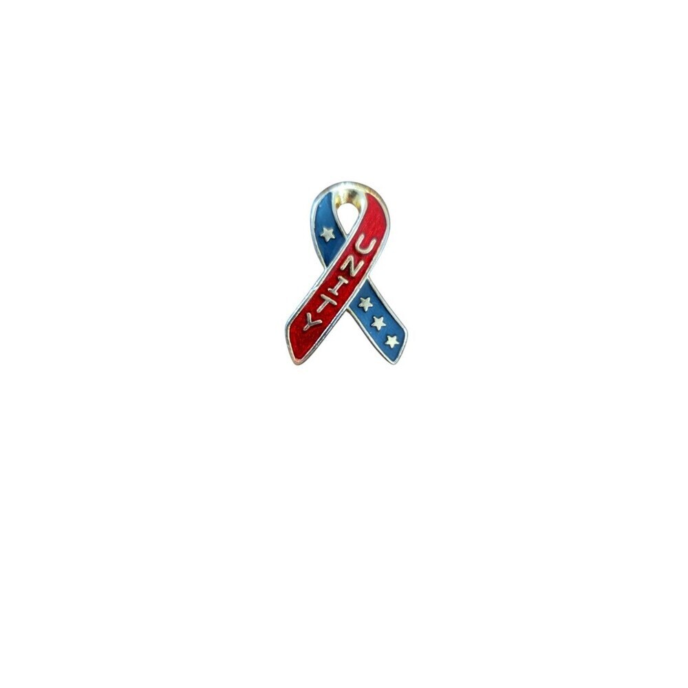 Vtg Unity Support Ribbon Red White Blue USA Gold Tone Lapel  Hat Lanyard Pin